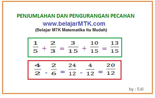 Matematika Itu Mudah Cara Hitung Penjumlahan Dan Pengurangan Pecahan