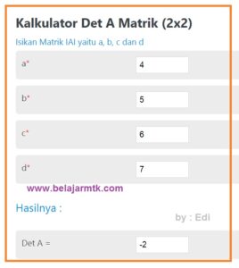 Kalkulator Determinan Matriks